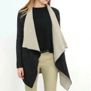 Zara knit coatigan waterfall drape dark gray and cream size small 4/6